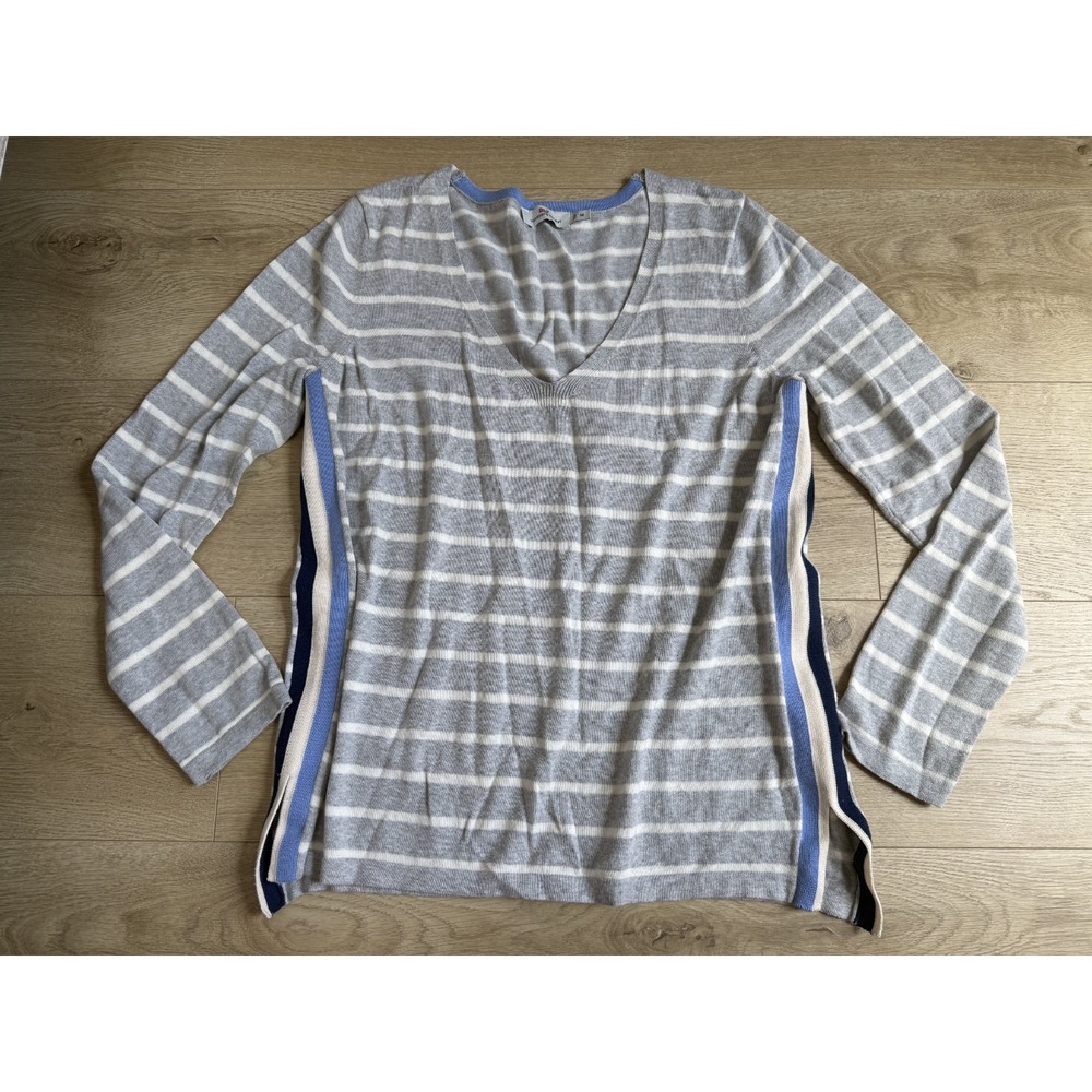 EUC Womens Vineyard Vines long sleeve gray 100% cotton striped sweater size M